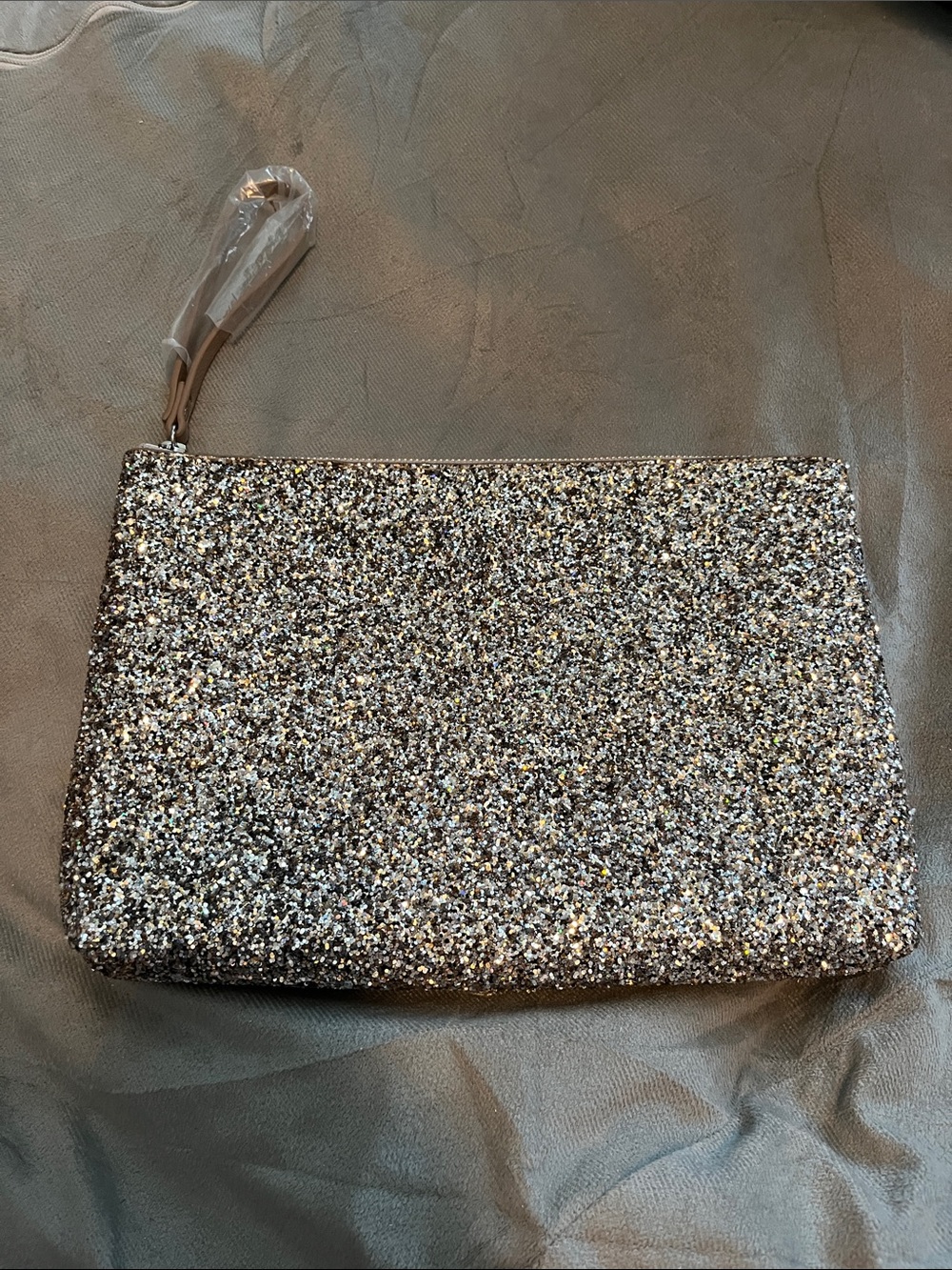 Old Navy Silver Glitter Wristlet Clutch